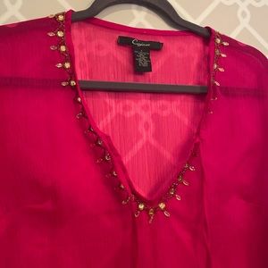 Bright Pink Beaded Beach Cover-Up